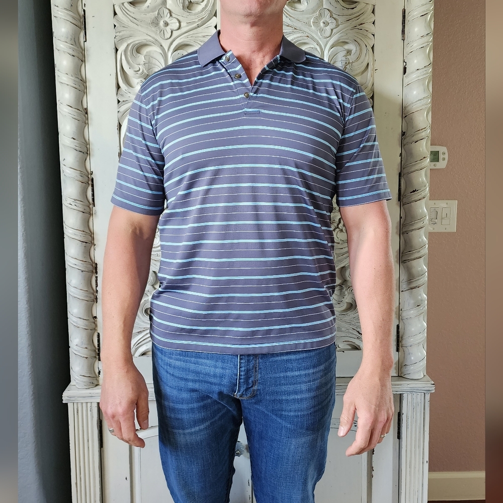 Striped golf polo tee